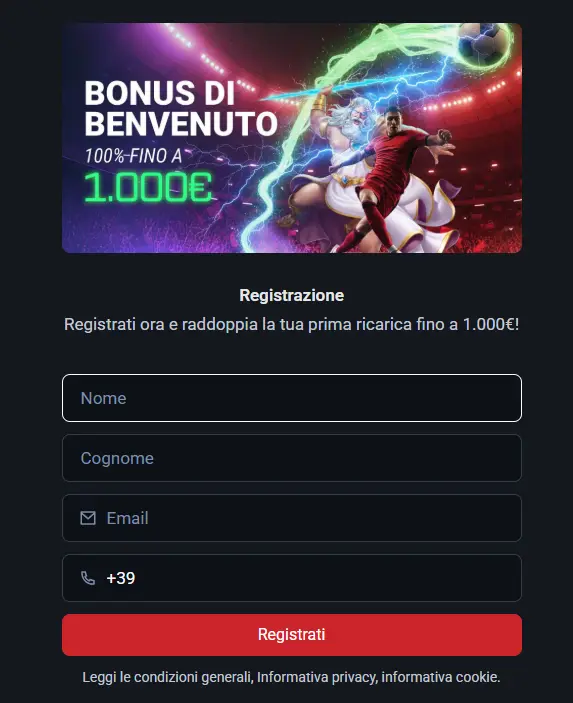 Pagina di Registrazione